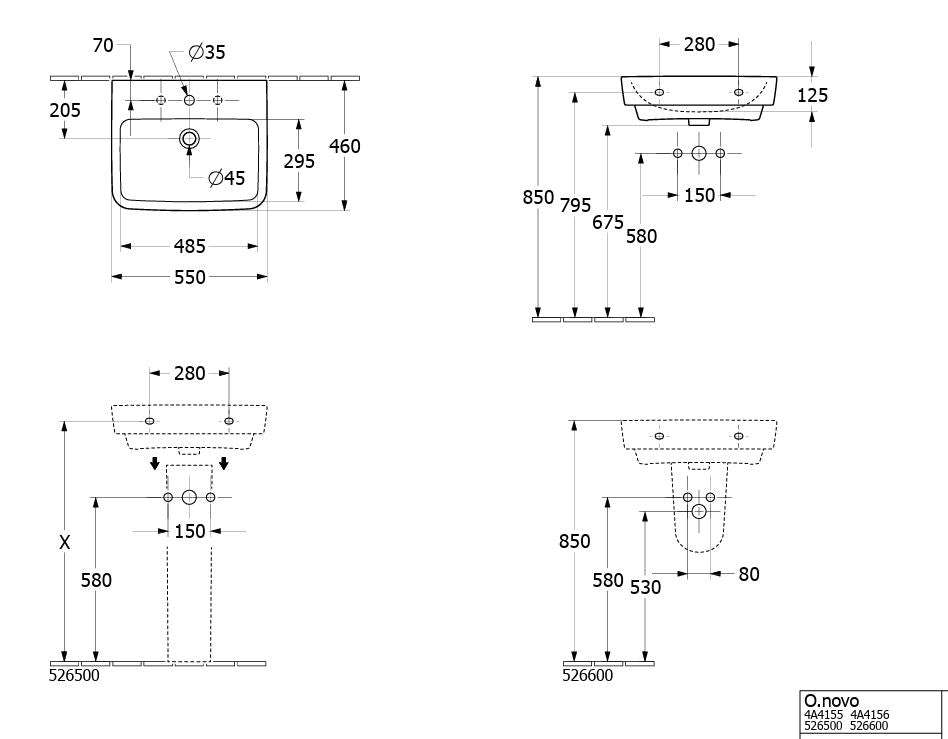 O.Novo 55cm Basin 4A415501