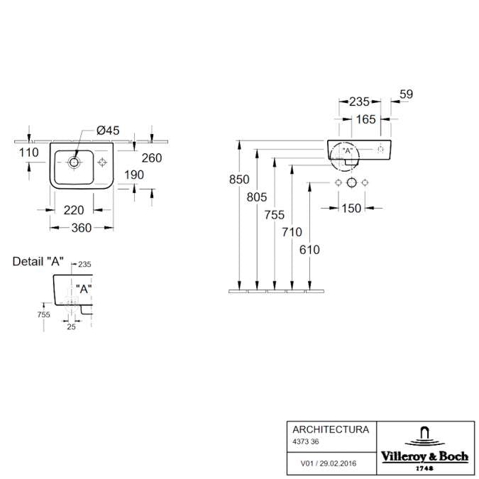 Architectura 36cm Basin 43733601
