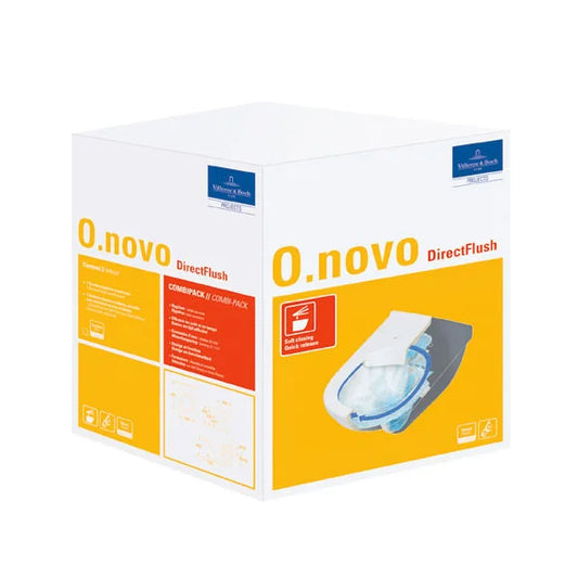 O.Novo Combi-Pack, Rimless wall Hung Toilet with toilet seat 5660HR01