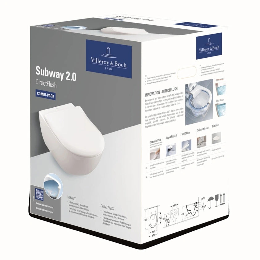 Subway 2.0 Combi-Pack, Wall Hung Toilet with slim toilet seat