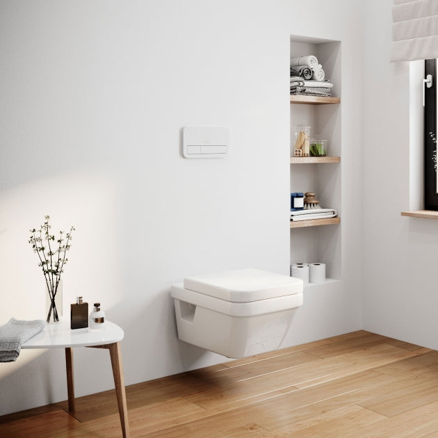 Villeroy &amp; Boch Architectura Square Wall Hung Toilet Bundle with ViPro 2.0 Frame and Chrome/White or Matt Black  Flush Plate